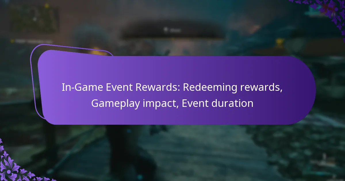 In-Game Event Rewards: Redeeming rewards, Gameplay impact, Event duration
