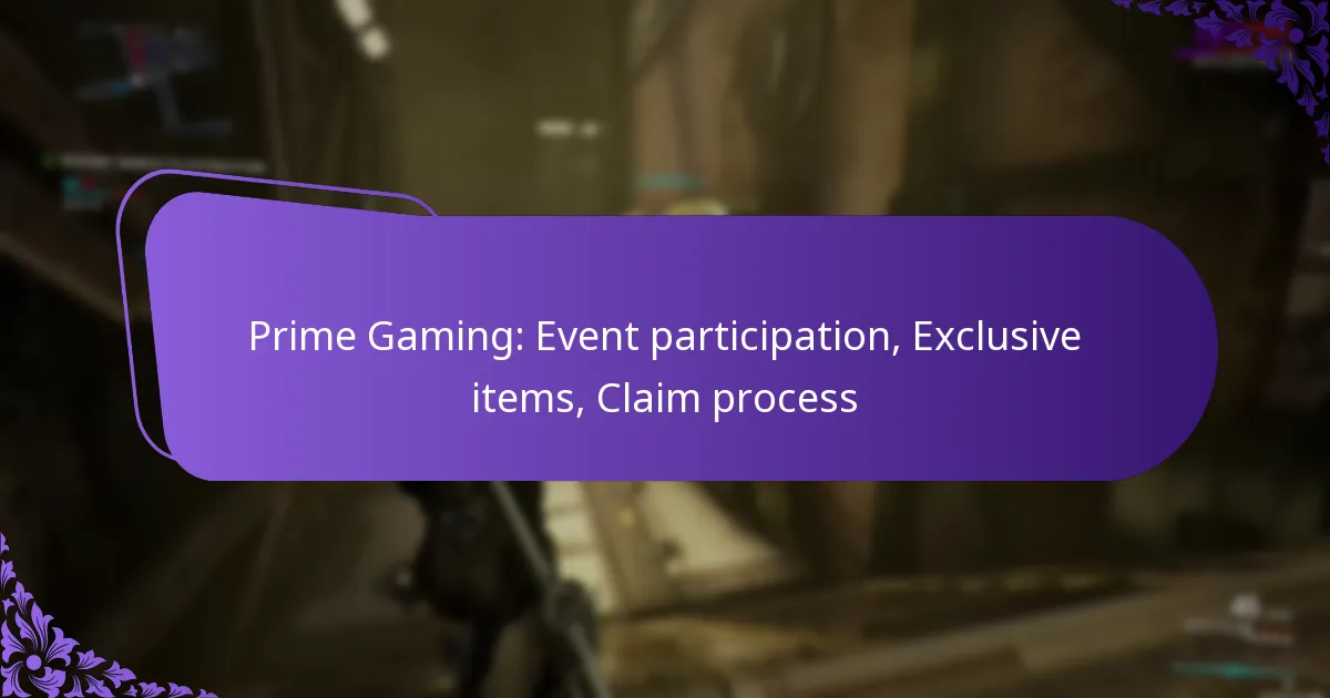 Prime Gaming: Event participation, Exclusive items, Claim process