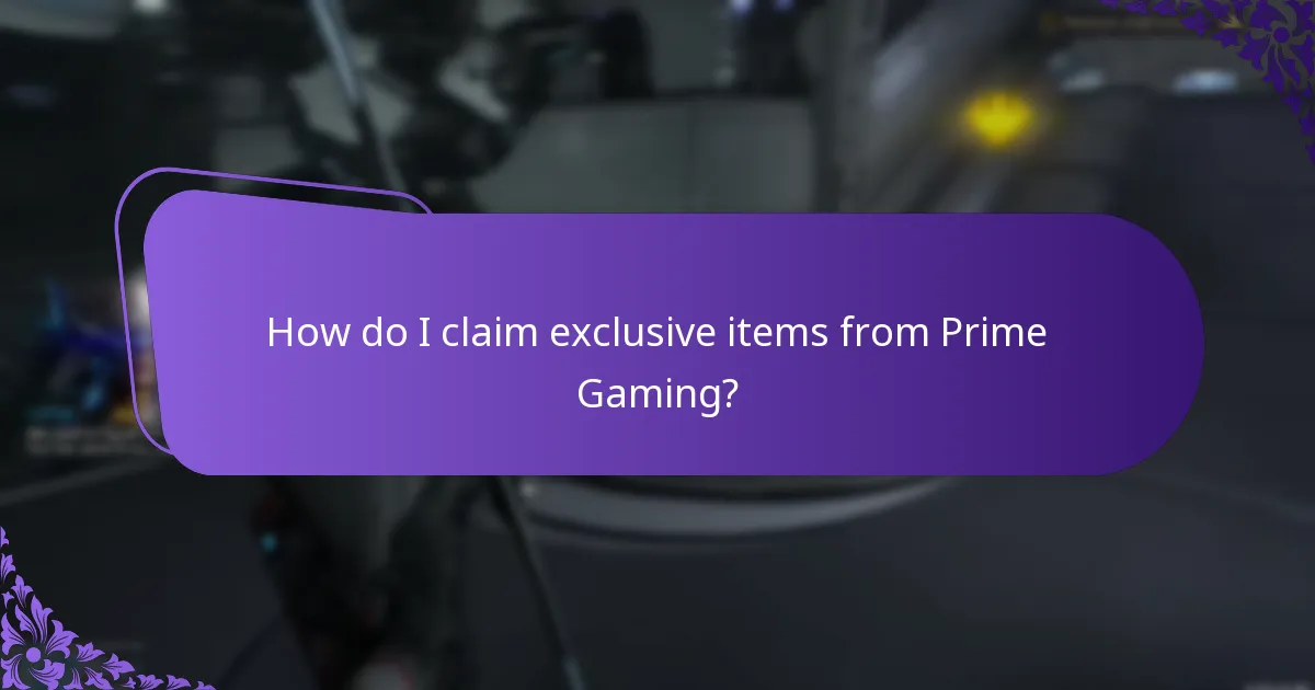 How do I claim exclusive items from Prime Gaming?