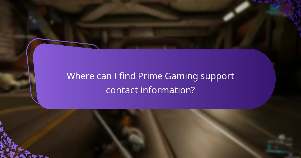 Where can I find Prime Gaming support contact information?
