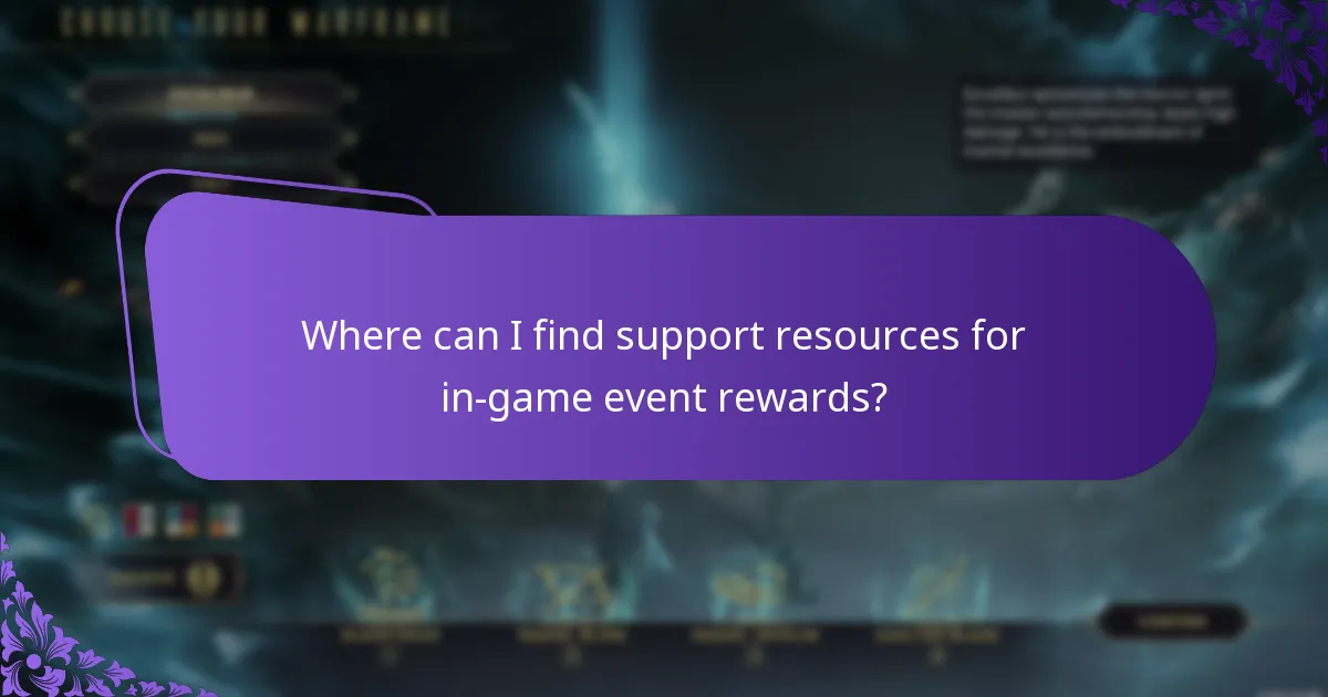 Where can I find support resources for in-game event rewards?